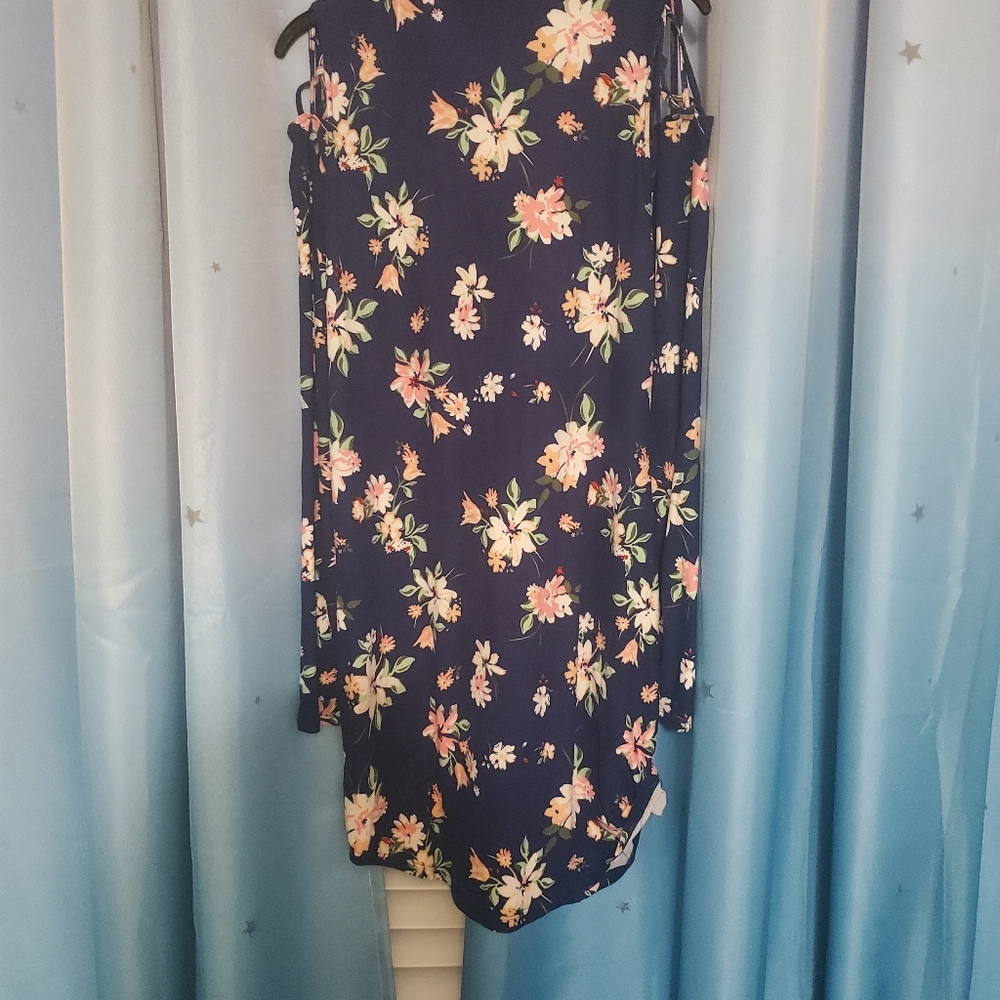 Floral blue long shirt